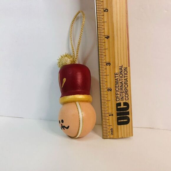 handmade soldier head ornament 1996 red and gold wooden vintage christmas - Picture 3 of 5